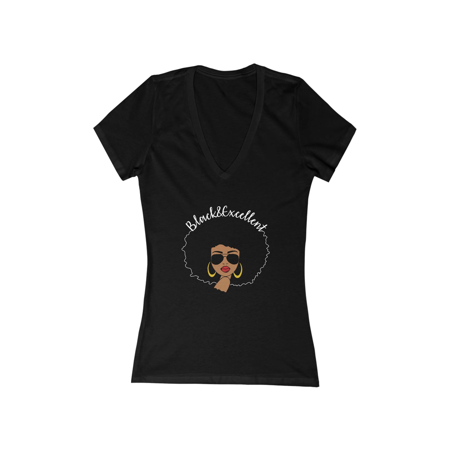 Black and Excellent Women's V-Neck Tee