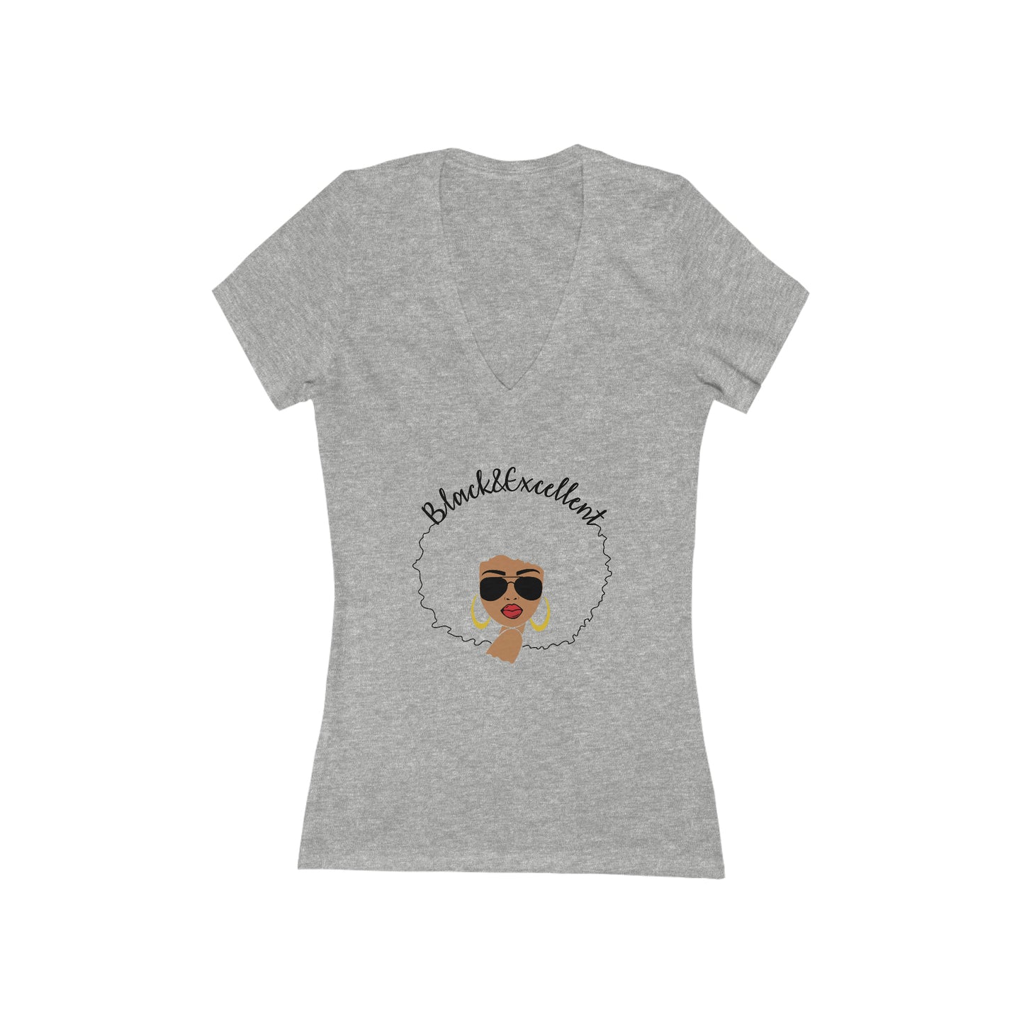 Black and Excellent Women's V-Neck Tee