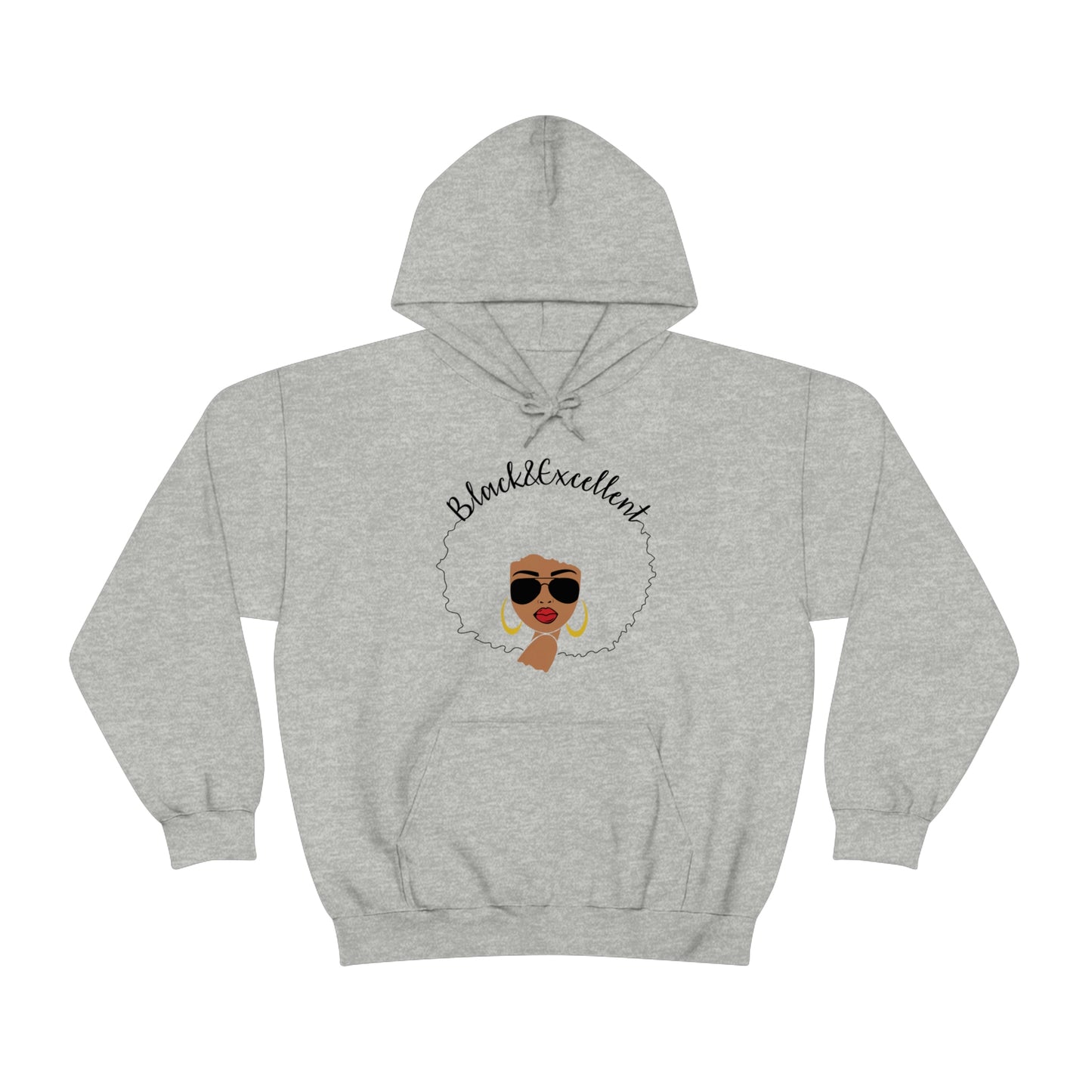 Black and Excellent Heavy Blend Hooded Sweatshirt