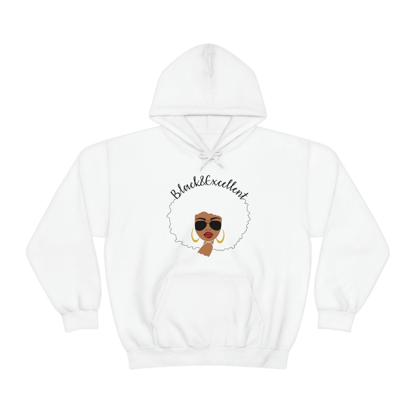 Black and Excellent Heavy Blend Hooded Sweatshirt
