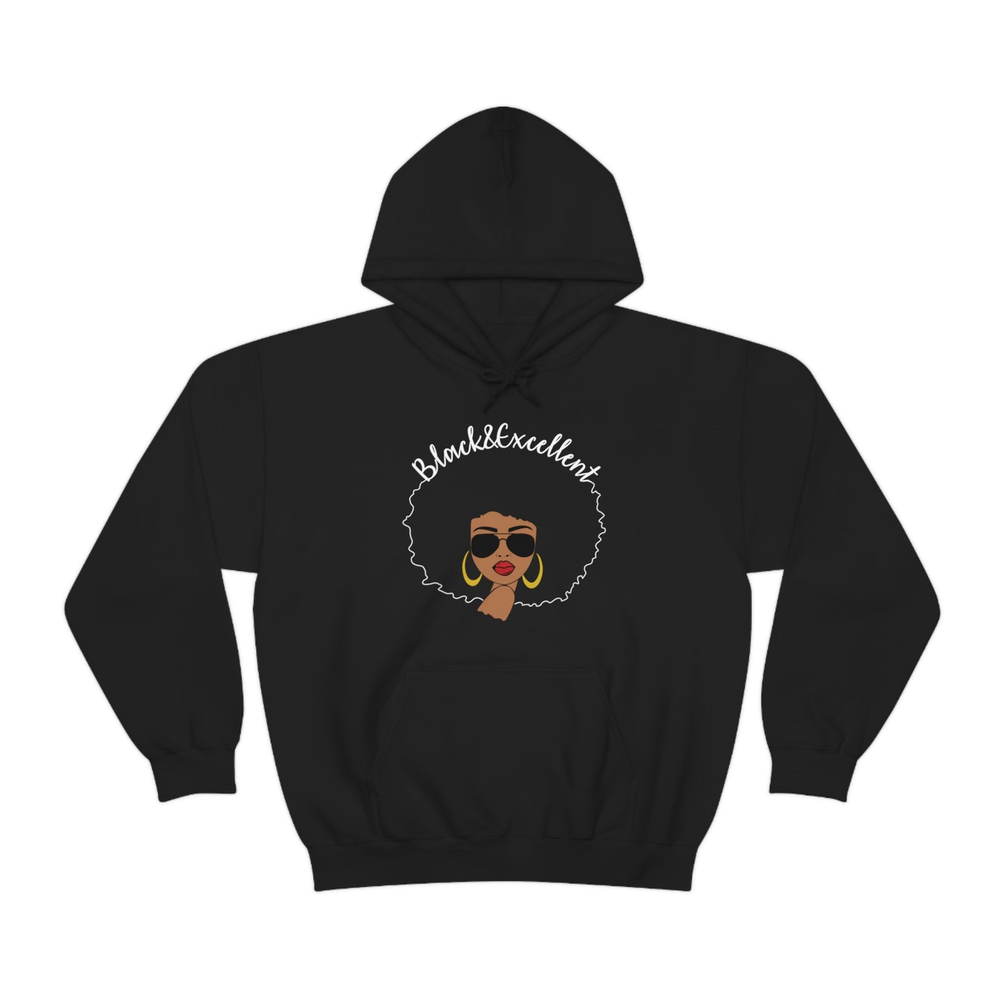 Black and Excellent Heavy Blend Hooded Sweatshirt