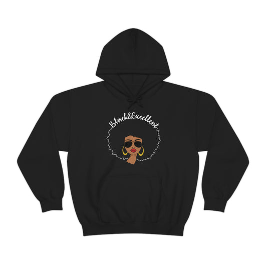 Black and Excellent Heavy Blend Hooded Sweatshirt
